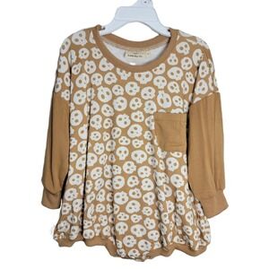 Little Joy Co Kids Bamboo Skull Print Bubble Romper Bodysuit Tan 2T Oversized